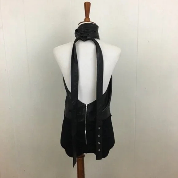 Magda Butrym Black Leather Wrap Halter Bodysuit 8 - Picture 9 of 13